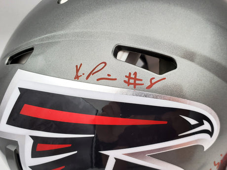 Kyle Pitts Autographed Atlanta Falcons Flash Silver Full Size Authentic Speed Helmet "Dirty Bird" Beckett BAS QR Stock #197066