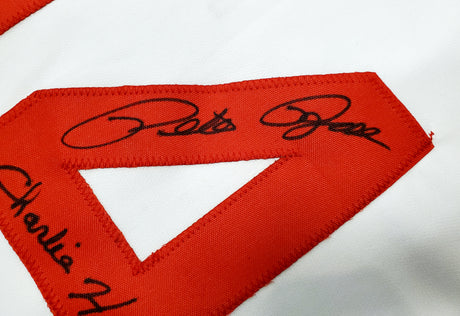 Cincinnati Reds Pete Rose Autographed White Jersey "Charlie Hustle" PR Holo Stock #197082