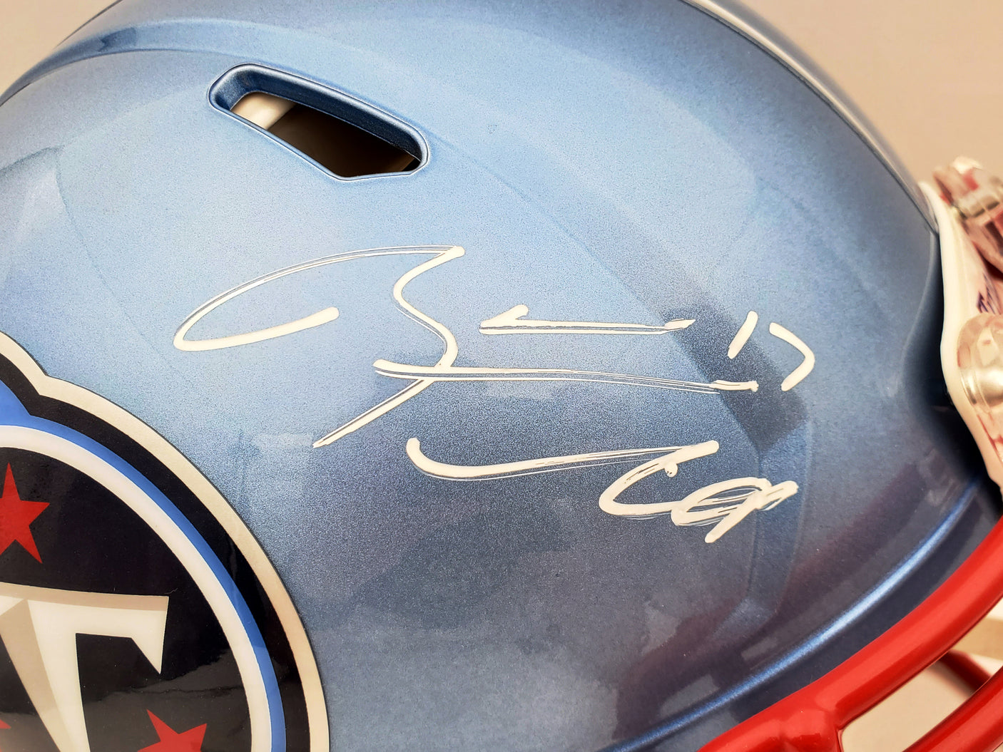 Ryan Tannehill Autographed Tennessee Titans Flash Blue Full Size Authentic Speed Helmet Beckett BAS QR Stock #197141