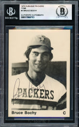 Bruce Bochy Autographed 1976 TCMA Rookie Card #4 Dubuque Packers Beckett BAS #17068783