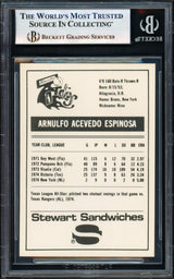 Nino Espinosa Autographed 1975 Stewart Sandwiches Rookie Card #10 Tidewater Tides Beckett BAS #17068947