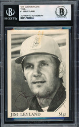 Jim Leyland Autographed 1975 TCMA Rookie Card #1 Clinton Pilots Beckett BAS #17069655