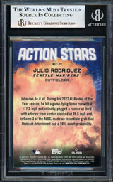 Julio Rodriguez Autographed 2023 Topps Chrome Action Stars Card #ASC-20 Seattle Mariners Beckett BAS #17069701