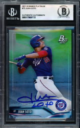 Juan Soto Autographed 2021 Bowman Platinum Card #73 New York Mets Beckett BAS #17069733