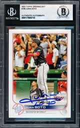 Juan Soto Autographed 2022 Topps Opening Day Card #150 New York Mets Beckett BAS #17069748