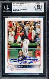 Juan Soto Autographed 2022 Topps Opening Day Card #150 New York Mets Beckett BAS #17069747
