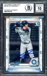 Julio Rodriguez Autographed 2020 Bowman Chrome Draft Rookie Card #BD188 Seattle Mariners Auto Grade Gem Mint 10 Beckett BAS #17037783