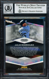 Julio Rodriguez Autographed 2021 Panini Prizm Prospects Rookie Card #P-JR Seattle Mariners Auto Grade Gem Mint 10 Beckett BAS #17037876