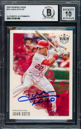 Juan Soto Autographed 2020 Donruss Diamond Kings Card #141 New York Mets Auto Grade Gem Mint 10 Beckett BAS #17039190