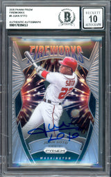 Juan Soto Autographed 2020 Panini Prizm Fireworks Card #F8 New York Yankees Auto Grade Gem Mint 10 Beckett BAS #17039453