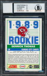 Derrick Thomas Autographed 1989 Score Rookie Card #258 Kansas City Chiefs BGS 9 Auto Grade Gem Mint 10 Beckett BAS #10712440
