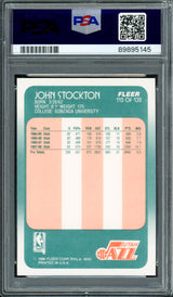 John Stockton Autographed 1988 Fleer Rookie Card #115 Utah Jazz PSA 9 Auto Grade Gem Mint 10 PSA/DNA #89895145