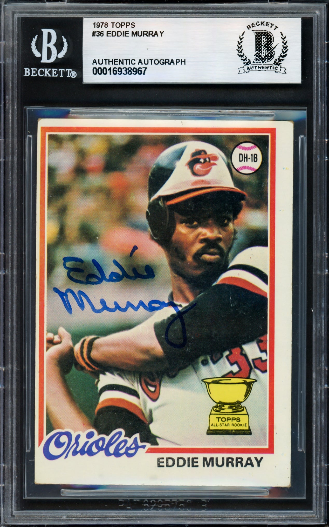 Eddie Murray Autographed 1978 Topps Card #36 Baltimore Orioles Beckett BAS #16938967