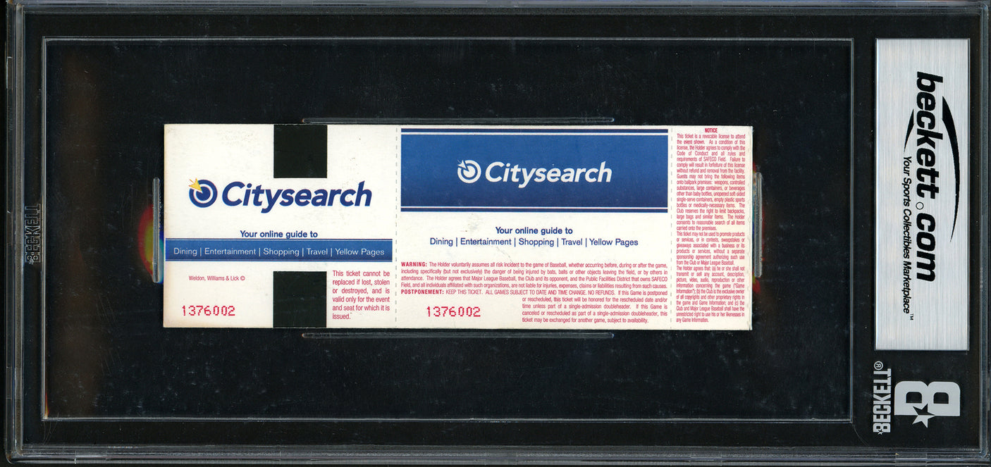 Ichiro Suzuki Autographed October 2nd, 2004 Ticket Seattle Mariners BGS 6 "10-2-04 260th Hit" Beckett BAS #16899492
