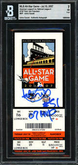 Ichiro Suzuki Autographed 2007 All Star Game Ticket Seattle Mariners BGS 7 "#51 07 MVP" Beckett BAS #16899494