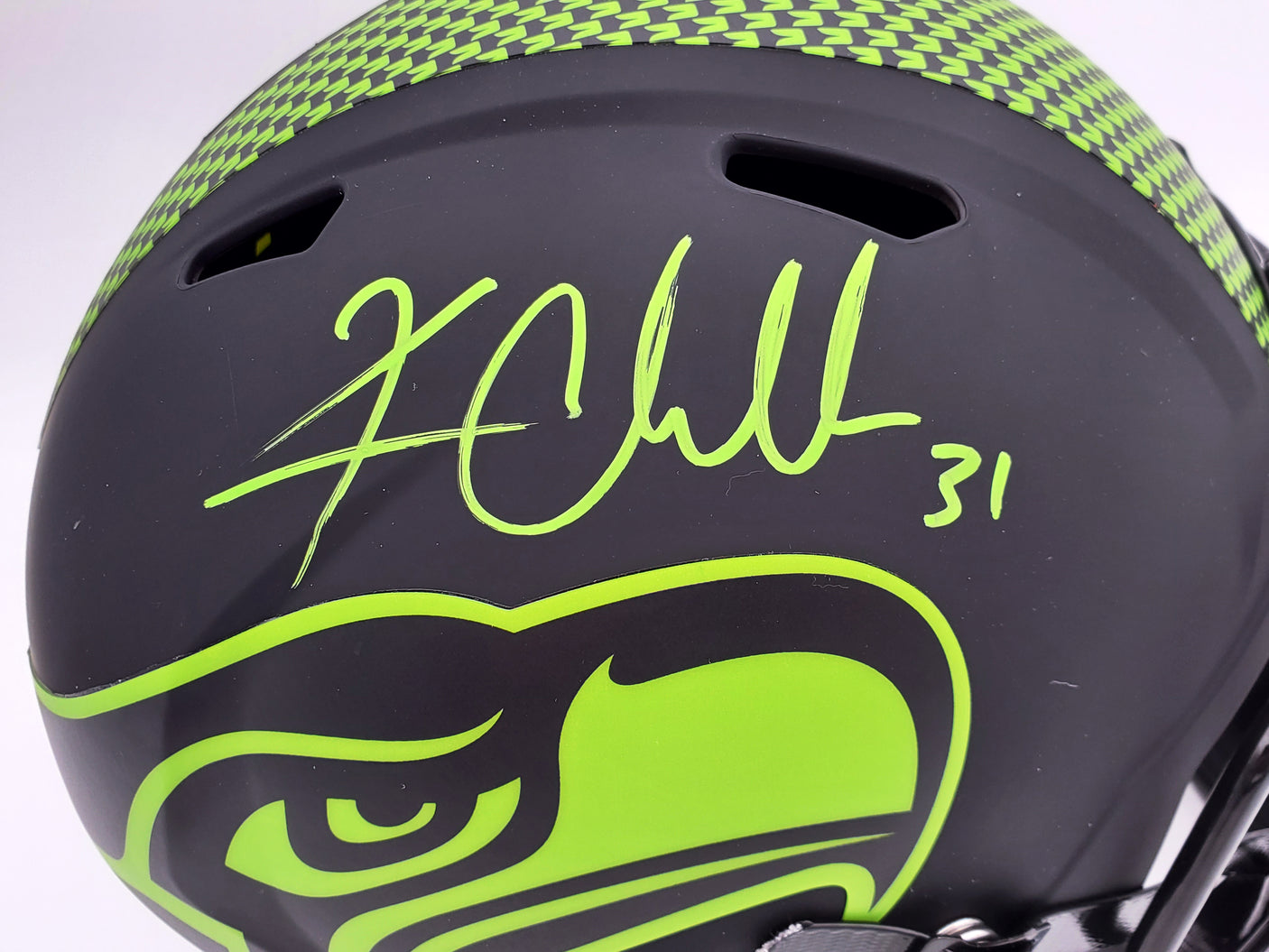 Kam Chancellor Autographed Seattle Seahawks Eclipse Black Full Size Replica Speed Helmet MCS Holo Stock #197176