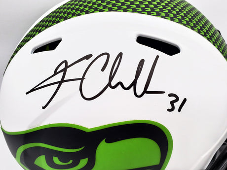 Kam Chancellor Autographed Seattle Seahawks Lunar Eclipse White Full Size Replica Speed Helmet MCS Holo Stock #197178