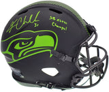 Kam Chancellor Autographed Seattle Seahawks Eclipse Black Full Size Authentic Speed Helmet "SB Champs" MCS Holo Stock #197180
