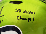 Kam Chancellor Autographed Seattle Seahawks Flash Green Full Size Authentic Speed Helmet "SB Champs" MCS Holo Stock #197182