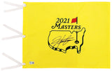 Hideki Matsuyama Autographed Yellow 2021 Masters Golf Pin Flag Beckett BAS QR Stock #197174