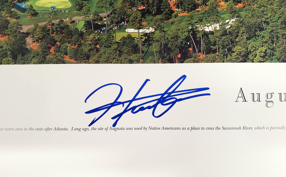 Hideki Matsuyama Autographed Framed 12x36 Panoramic Photo Augusta 2021 Masters Beckett BAS Stock #201283