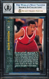 Allen Iverson Autographed 1997 Score Board Rookies Rookie Card #73 Card Philadelphia 76ers Auto Grade Gem Mint 10 Beckett BAS Witness Stock #235046