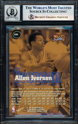 Allen Iverson Autographed 1997-98 Skybox Premium Card #100 Card Philadelphia 76ers Auto Grade Gem Mint 10 Beckett BAS Witness Stock #235048