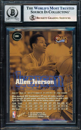 Allen Iverson Autographed 1997-98 Skybox Premium Card #100 Card Philadelphia 76ers Auto Grade Gem Mint 10 Beckett BAS Witness Stock #235048