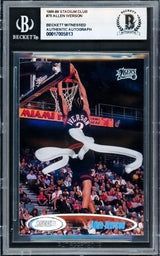 Allen Iverson Autographed 1998-99 Stadium Club Card #75 Card Philadelphia 76ers Beckett BAS Witness Stock #235051