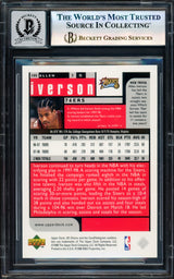 Allen Iverson Autographed 1998-99 UD Choice Card #105 Card Philadelphia 76ers Auto Grade Gem Mint 10 Beckett BAS Witness Stock #235052