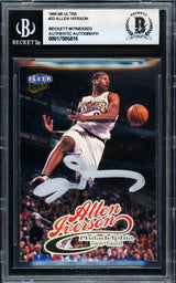 Allen Iverson Autographed 1998-99 Fleer Ultra Card #33 Card Philadelphia 76ers Beckett BAS Witness Stock #235053