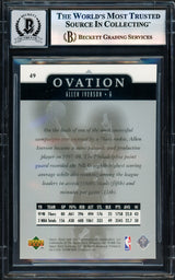 Allen Iverson Autographed 1998-99 Upper Deck Ovation Card #49 Card Philadelphia 76ers Auto Grade Gem Mint 10 Beckett BAS Witness Stock #235055