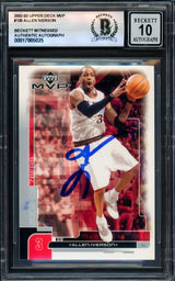 Allen Iverson Autographed 2002-03 Upper Deck MVP Card #130 Card Philadelphia 76ers Auto Grade Gem Mint 10 Beckett BAS Witness Stock #235057