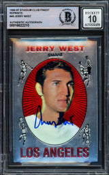 Jerry West Autographed 1996-97 Stadium Club Finest Reprints Card #48 Card Los Angeles Lakers Auto Grade Gem Mint 10 #/333 Beckett BAS Stock #235075