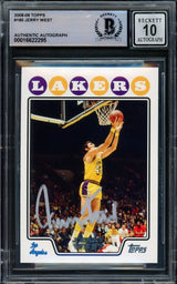 Jerry West Autographed 2008-09 Topps Card #180 Card Los Angeles Lakers Auto Grade Gem Mint 10 Beckett BAS Stock #235077