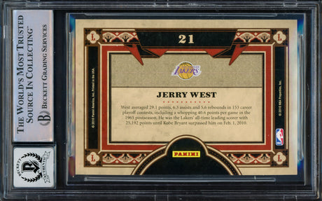 Jerry West Autographed 2009-10 Crown Royale Living Legends Card #21 Card Los Angeles Lakers Auto Grade Gem Mint 10 Beckett BAS Stock #235079