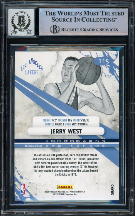 Jerry West Autographed 2010-11 Rookies & Stars Longevity Card #115 Card Los Angeles Lakers Auto Grade Gem Mint 10 Beckett BAS Stock #235081