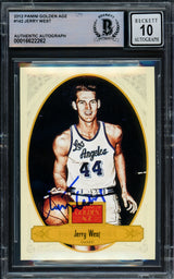 Jerry West Autographed 2012 Panini Golden Age Card #142 Card Los Angeles Lakers Auto Grade Gem Mint 10 Beckett BAS Stock #235082