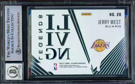 Jerry West Autographed 2020-21 Panini Illusions Living Legends Emerald Card #20 Card Los Angeles Lakers Auto Grade Gem Mint 10 Beckett BAS Stock #235084