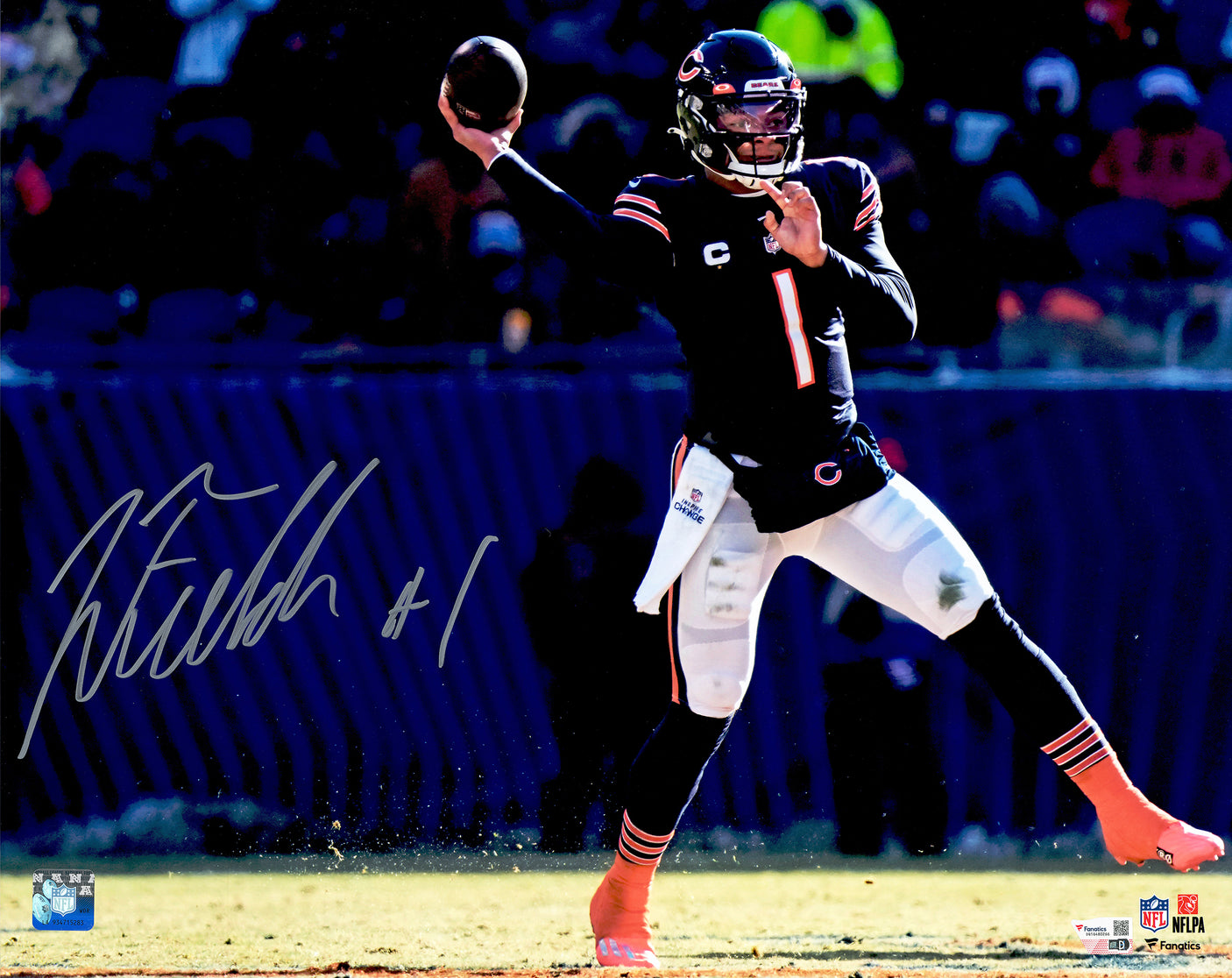 Justin Fields Autographed 16x20 Photo Chicago Bears Fanatics Holo Stock #234644