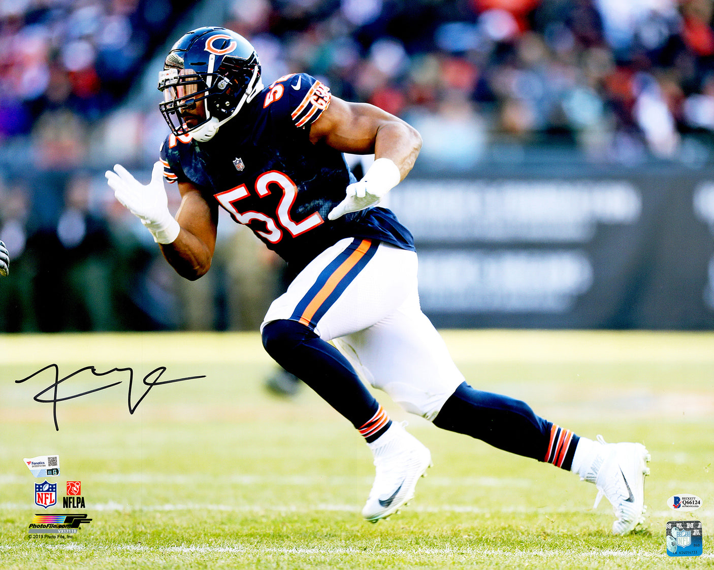 Khalil Mack Autographed 16x20 Photo Chicago Bears Fanatics Holo Stock #234646
