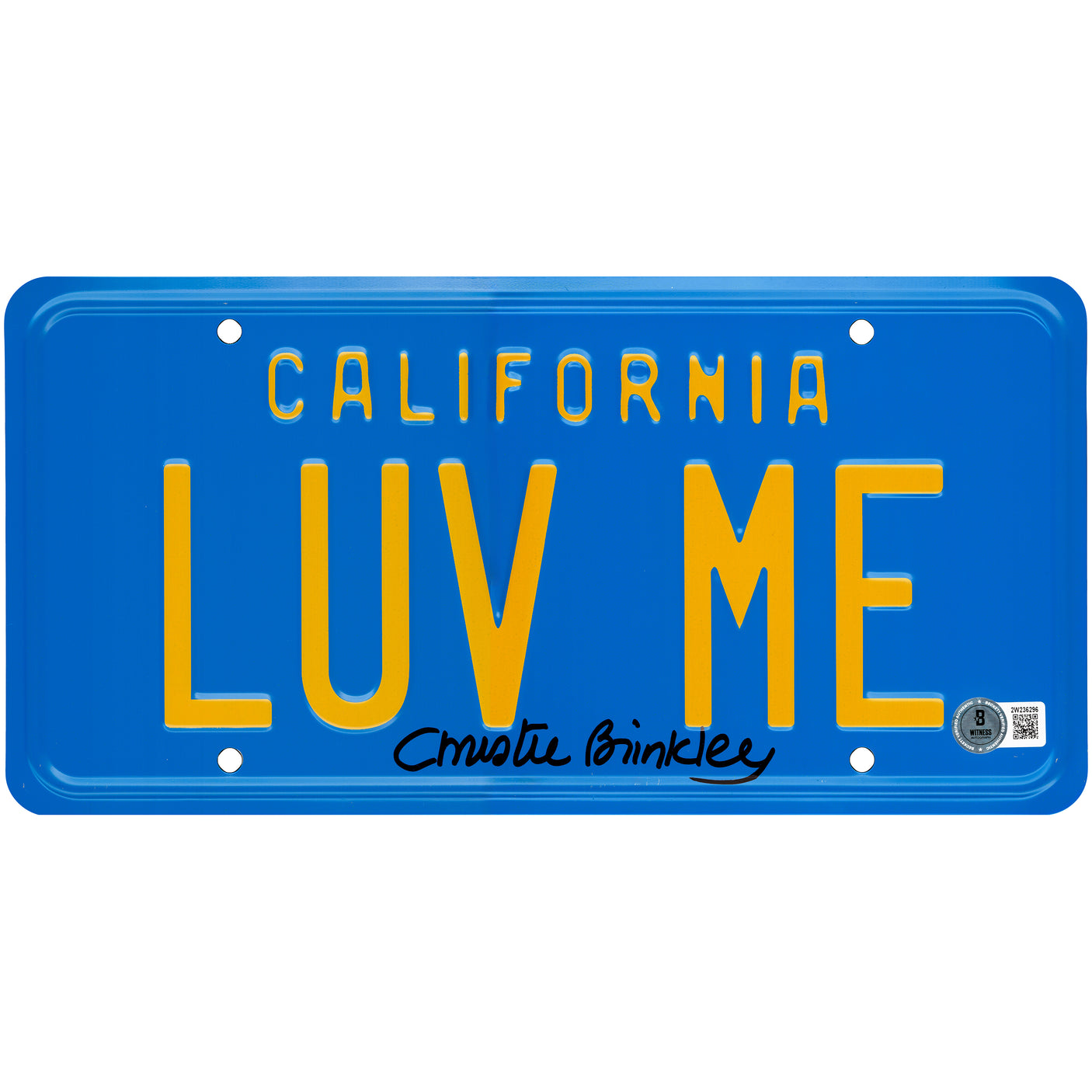 Christie Brinkley Autographed Vacation License Plate Beckett BAS Witness Stock #234412