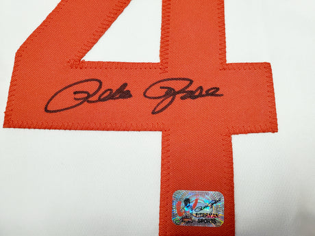 Cincinnati Reds Pete Rose Autographed White Jersey PR Holo Stock #197040