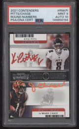 2021 Contenders Round Numbers Ja'Marr Chase Kyle Pitts Dual Auto PSA 9 AUTO 10