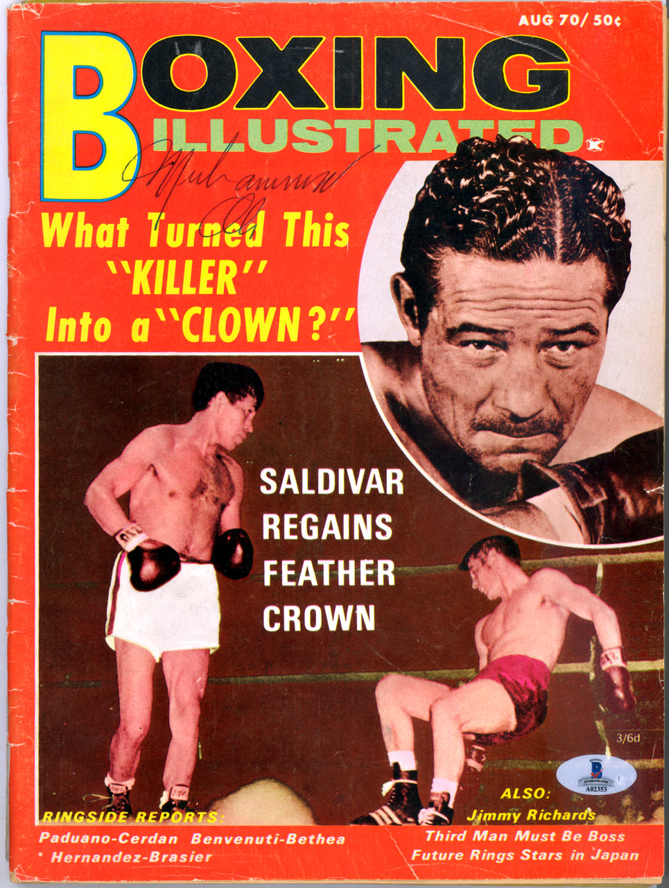 Muhammad Ali Autographed Boxing Illustrated Magazine Vintage Beckett BAS #A02353