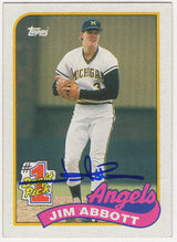 Jim Abbott Signed Angels 1989 Topps Rookie Baseball Trading Card #573