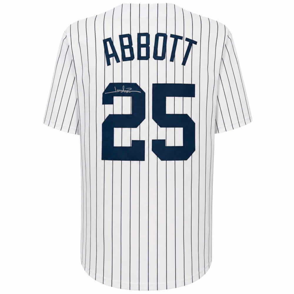 Jim Abbott Signed White Pinstripe Custom Baseball Jersey
