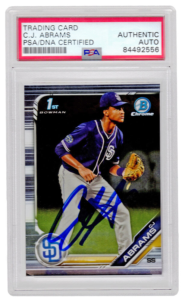 C.J. (CJ) Abrams Signed Padres 2019 1st Bowman Chrome Baseball Rookie Card #BDC-85 (PSA/DNA Encapsulated)