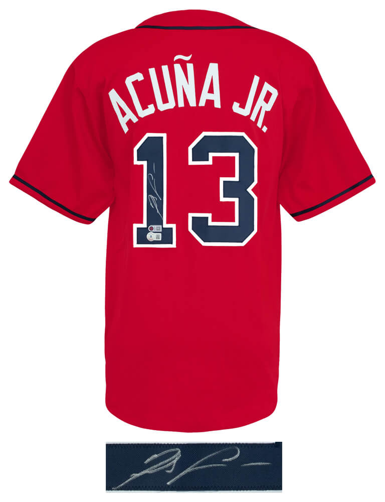 Ronald Acuna Jr. Signed Red Custom Baseball Jersey - (Beckett)