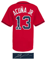 Ronald Acuna Jr. Signed Red Custom Baseball Jersey - (Beckett)